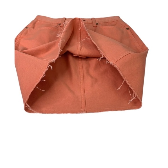RAG & BONE High Waist Moss Denim Mini Skirt w/ Raw Hem in Coral Haze Size 24 - Picture 3 of 7